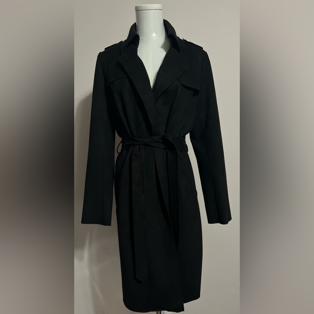 LINE Black Long Sleeve Coat